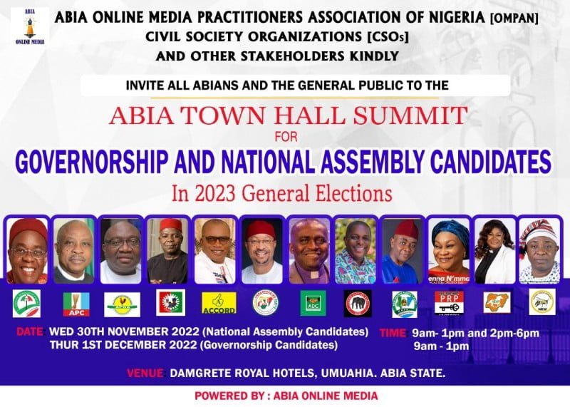 Abia Town Hall Summit: New Dates as Guber, NASS candidates confirm participation