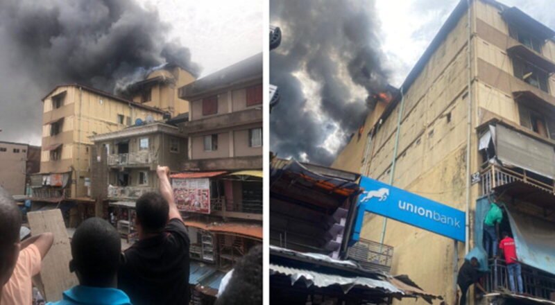 Fire guts five-storey building in Balogun Market, Lagos