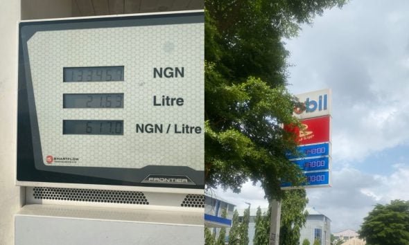 In Abuja, the cost of Petrol rises to N617 a litre.