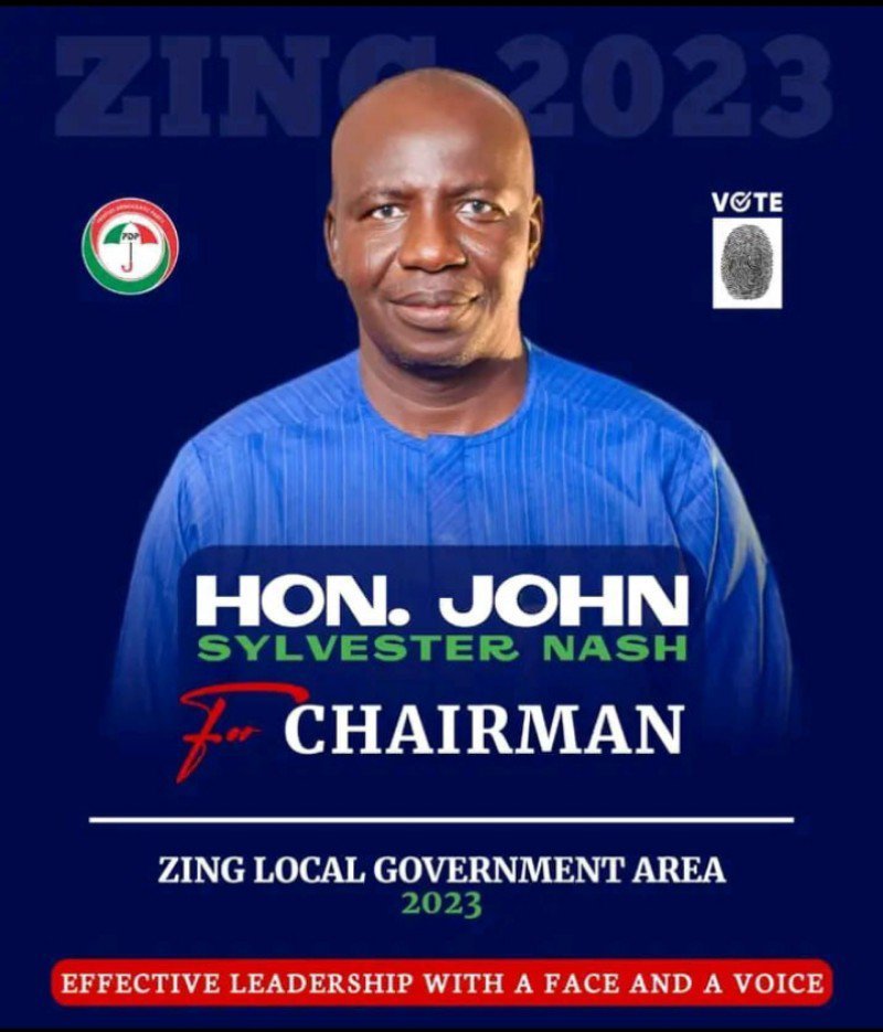 Hon. Nash Writes PDP,  Expresses Interest To Run For Zing L.G.A Chairmanship in 2023.