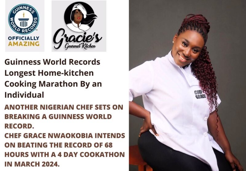 Chef Grace Nwaokobia Set To Break Guinness WR For Longest Cooking Marathon In Match.