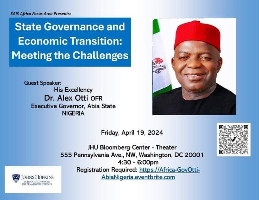 Navigating State Governance and Economic Transitions: Gov Otti’s Lecture at Johns Hopkins University
