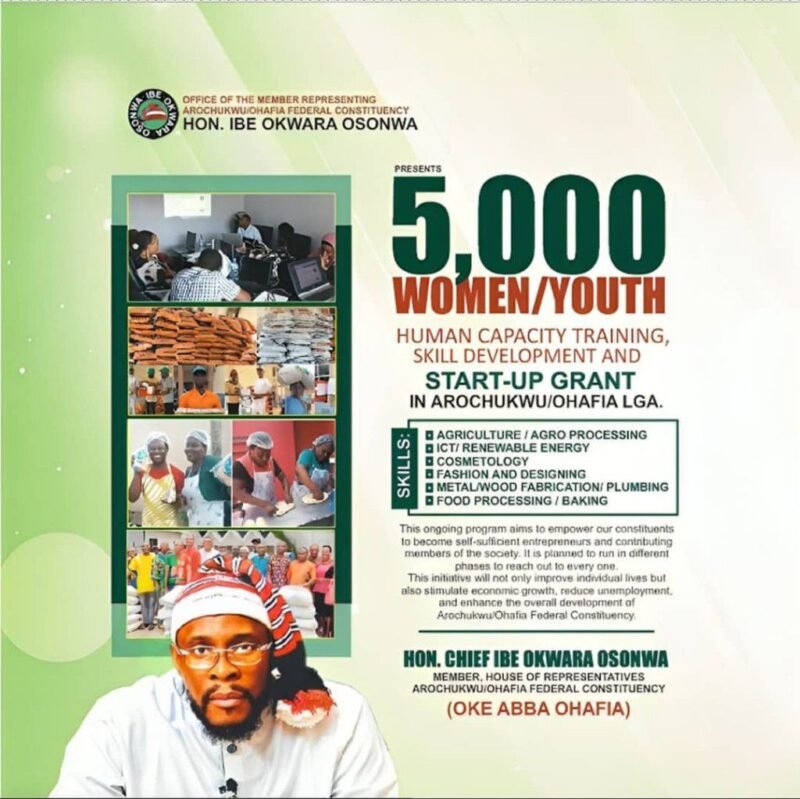 Arochukwu/Ohafia: Rep. Ibe Okwara Set To Train 5000 Women, Youths, Provide Start-Up Grant