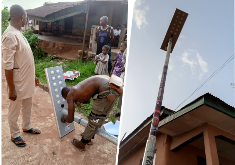 Hon. Ibe Okwara Osonwa Installs Solar Street Lights on Ngbaga Road, Ekelogo, Ebem Ohafia