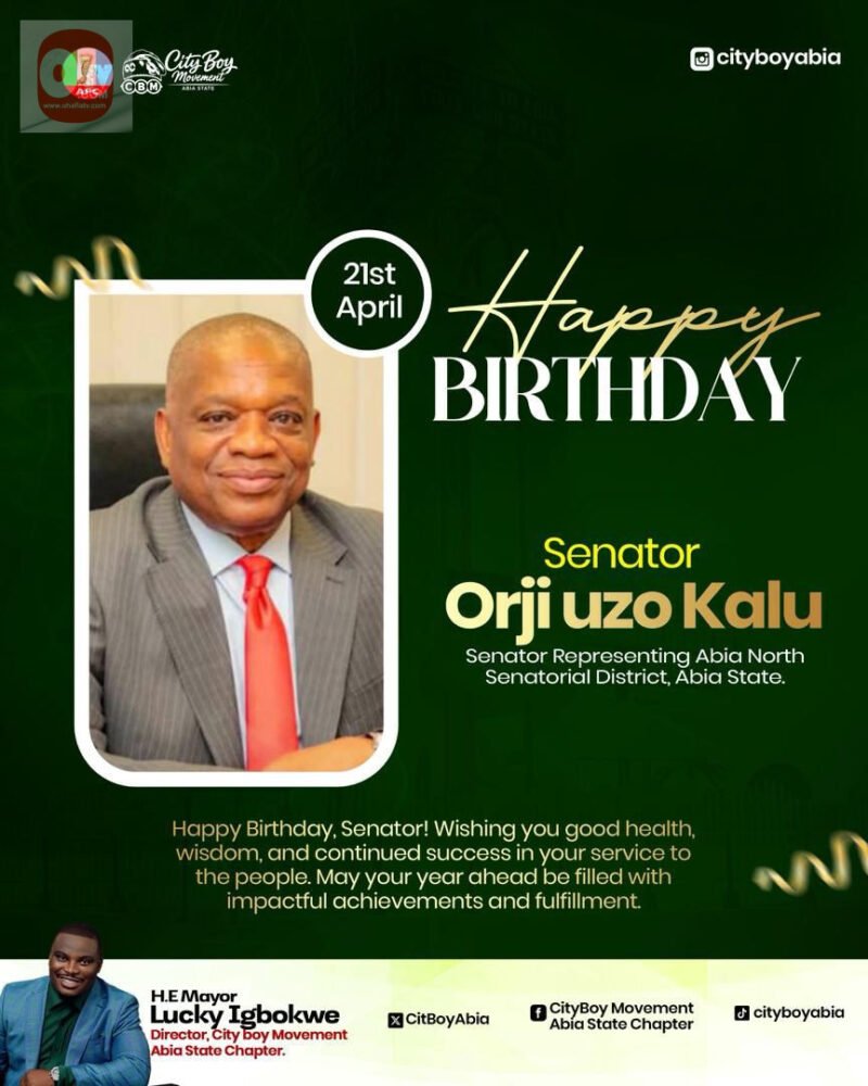 City Boy Movement Abia Celebrates Senator Orji Uzor Kalu on His Birthday, Commends Leadership and National Service