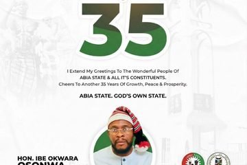 Osonwa Felicitates With Abians On 35th Anniversary Of State Creation